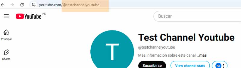 El nombre de usuario debe debes colocar, debe tener el siguiente formato: @testchannelyoutube y lo puedes obtener de la URL del canal de YouTube