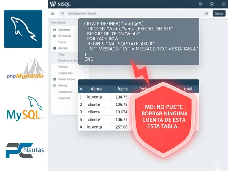 Protege tus tablas y evita eliminaciones  accidentales en MySQL con triggers y errores personalizados (SQLSTATE 45000)